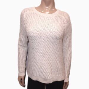ANN TAYLOR Loft Mohair Blend Raglan Cut Sweater Fuzzy Semi Sheer Open Knit